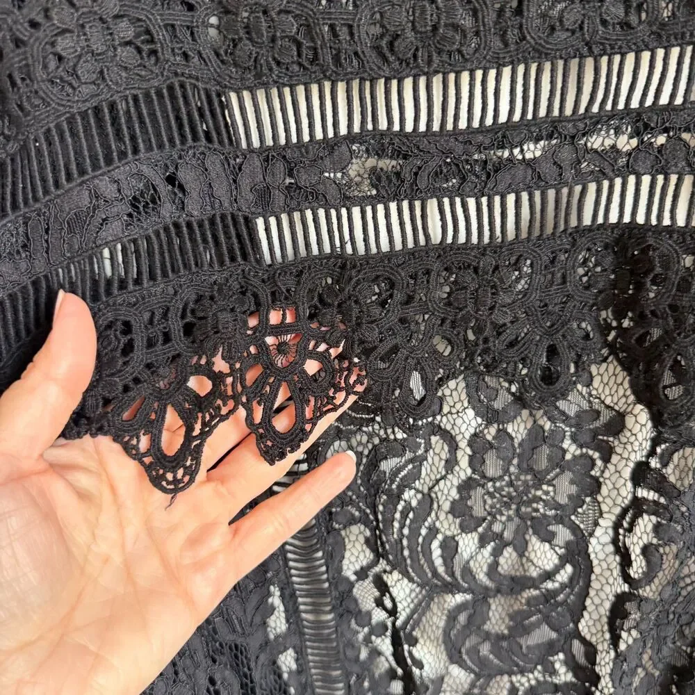 Boston Proper Black Lace Bell Sleeve Duster Cardigan Whimsy Goth Faerie Witchy - Picture 11 of 16